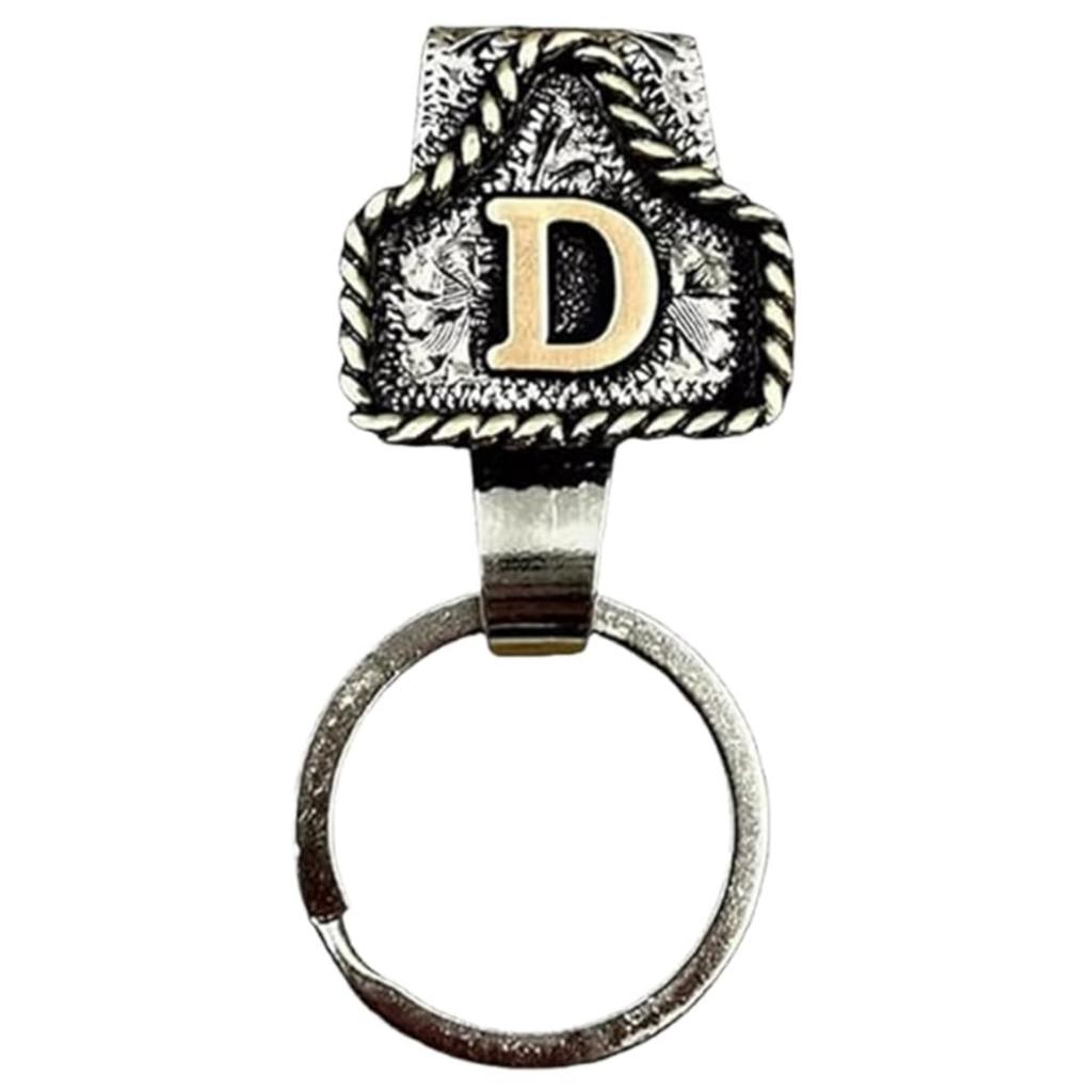 Western Cowboy Letter Keychain, Vintage Handmade Letter  Initial Keychain Clip, Personality Metal Key Chain For Belt