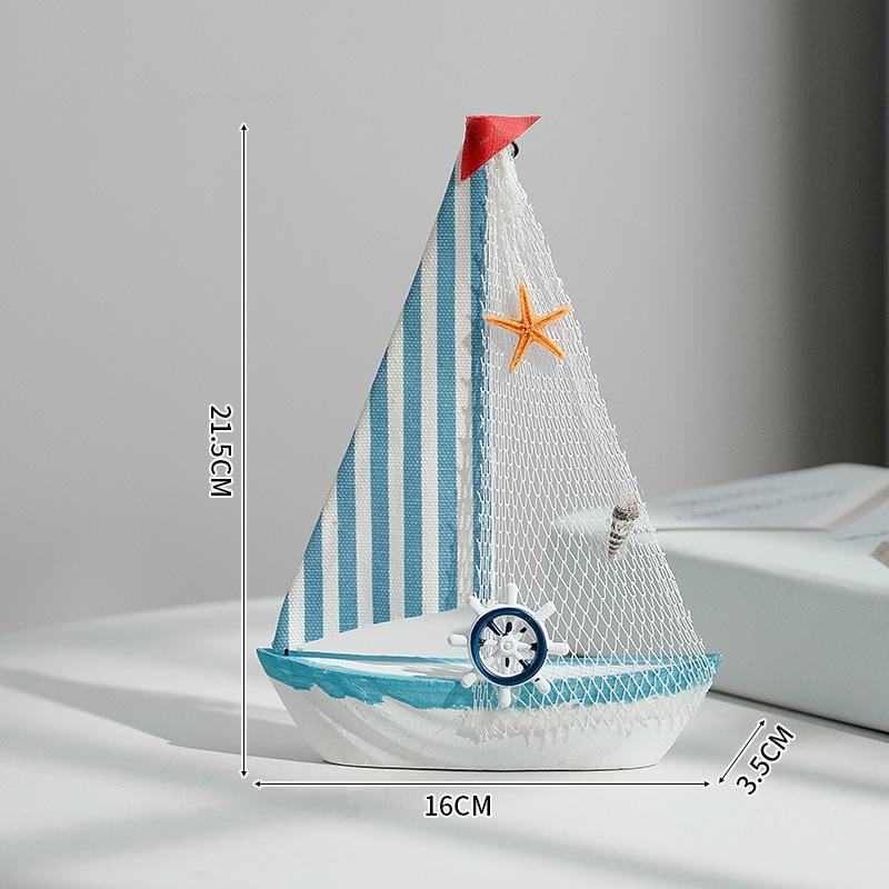 Porzellan Segelschiff Modell im mediterranen Stil - Kreative Holz Heimdeko Ornamente