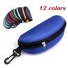 1pc Portable Sunglasses Case Protector Oxford Cloth Hard EVA Zippered Eyeglasses Case with Carabiner Unisex Eyewear Accessories