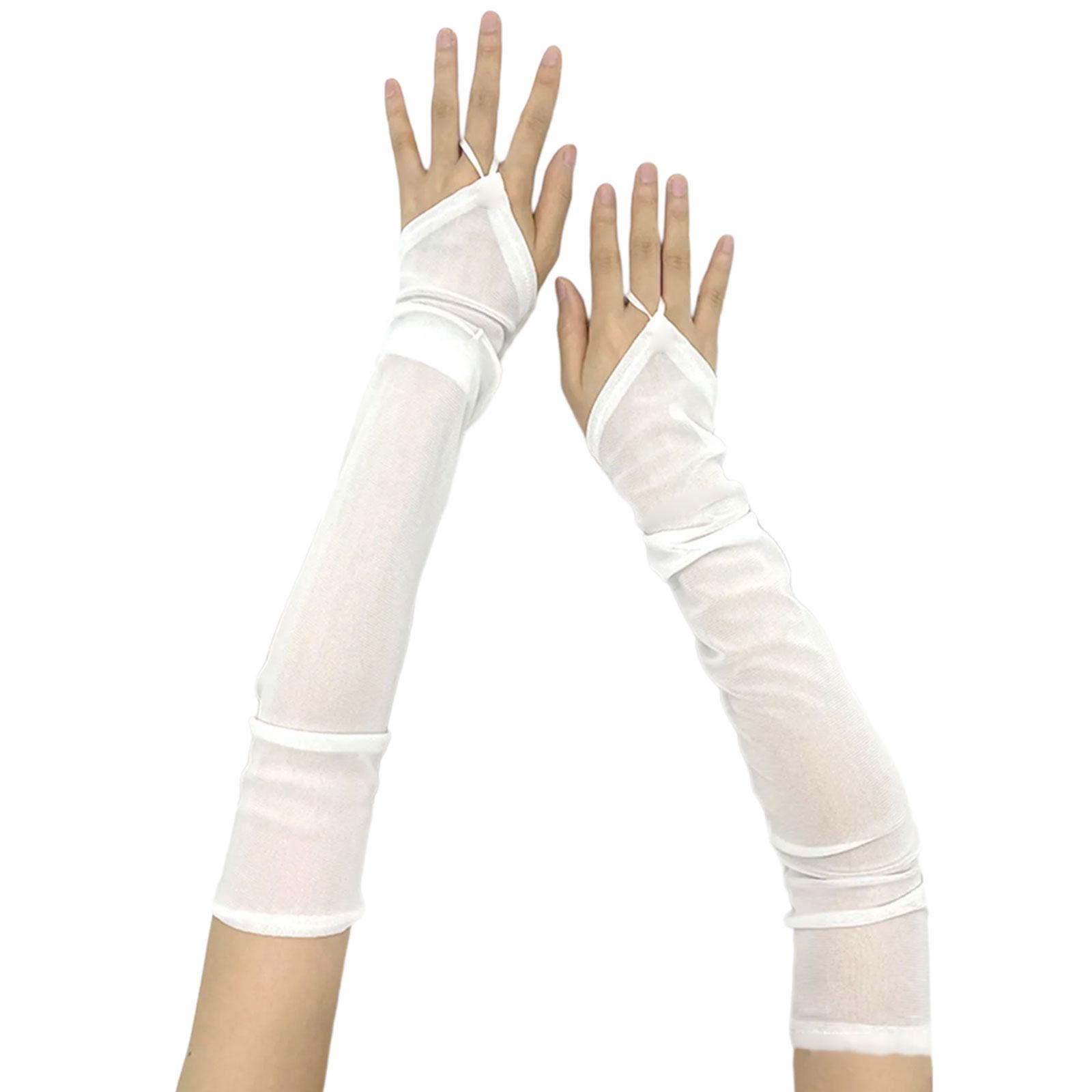 

Длинные сетчатые перчатки без пальцев из тюля для женщин, элегантные свадебные прозрачные рукава для оперы и косплей-вечеринки в стиле 1920-х годов 1 белый