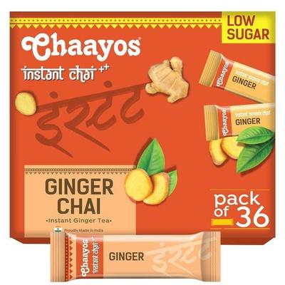 Chaayos Instant Tea Premix - Ginger Flavour - Low Sugar (36 Sachets) | Instant Tea | Tea Premix | Ginger Tea |288 Grams