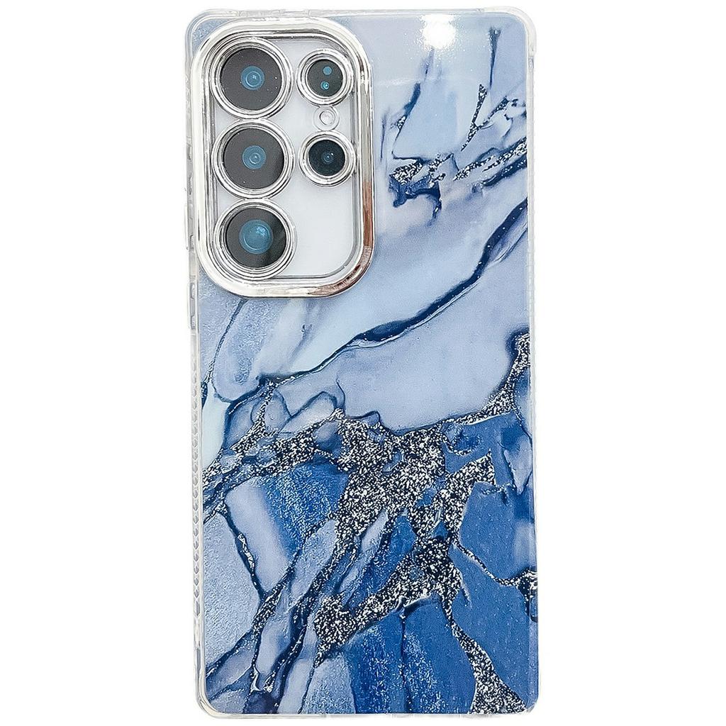 For Samsung Galaxy S25 Ultra Case IMD Marble Pattern Electroplated Protective Phone Cover