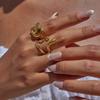 Yori Distinctive Heart-Shaped Lye Knot Geometric Hollow Ring 18K Gold Color PVD Plated Metal Texture Arrivals Jewelry Accessorie