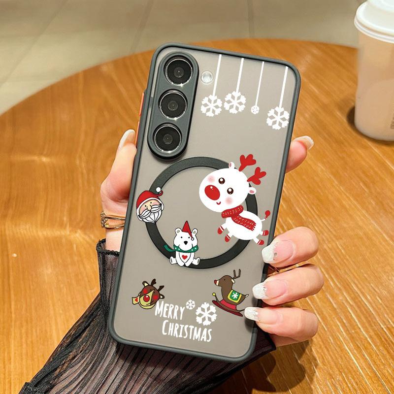 Applicable to S25Plus full screen small Christmas tree mobile phone case S23FE Christmas fireworks magnetic all-inclusive protective case