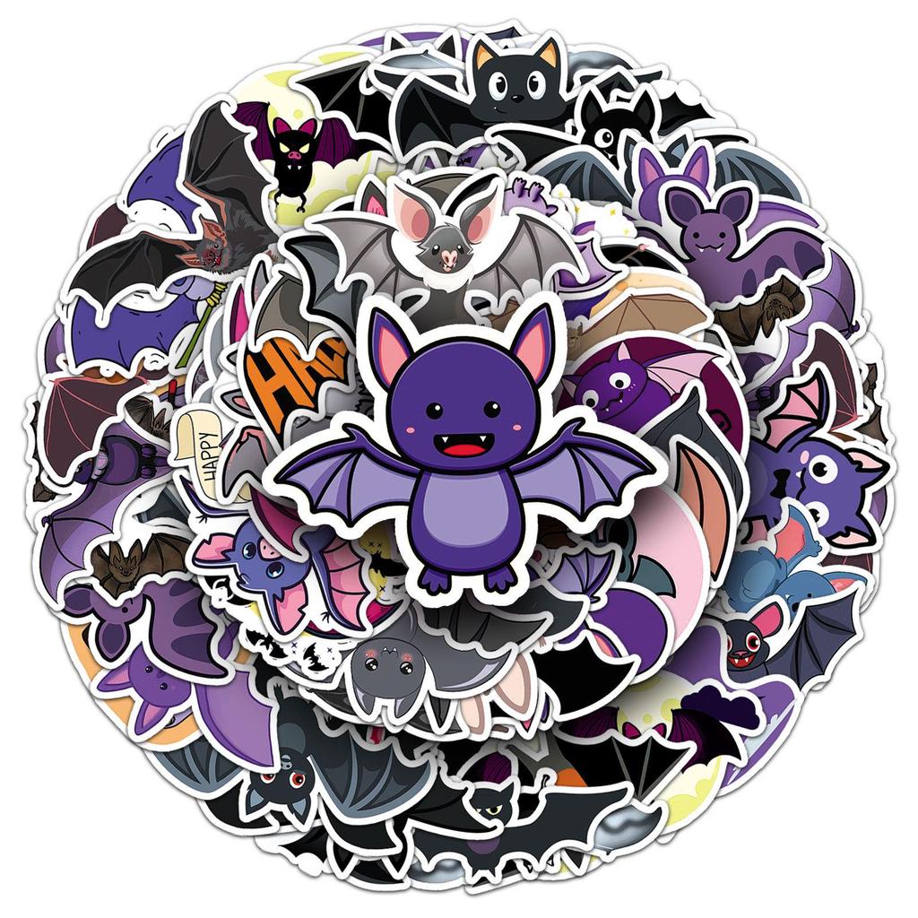 50 Waterproof Bat Animal Stickers for Luggage, Halloween Decor, Skateboard, Laptop, Tablet, and Water Cup (50 Sheets)
