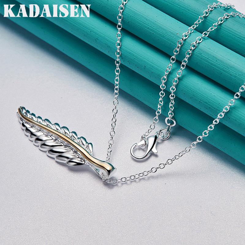925 Sterling Silver Feather 16/18/20/22/24/26/28/30 Inch Pendant Necklace for Women Wedding Fashion Jewelry