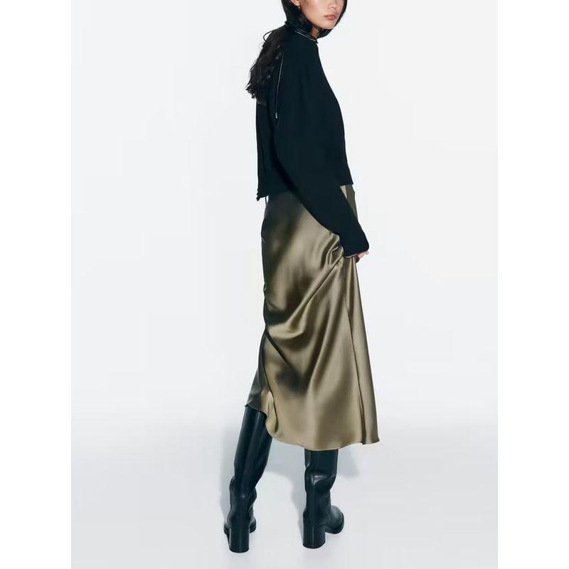 Za2024 Spring-Summer New Type Women's Sheath Skirt Long Dress Silk Satin Texture Midi Dress 1165054 401