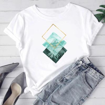 (Tamanho asiático) Mulheres imprimir camiseta praia tendência doce 90s bonito topo moda t camisa mulher roupas femininas manga curta camisetas gráficas