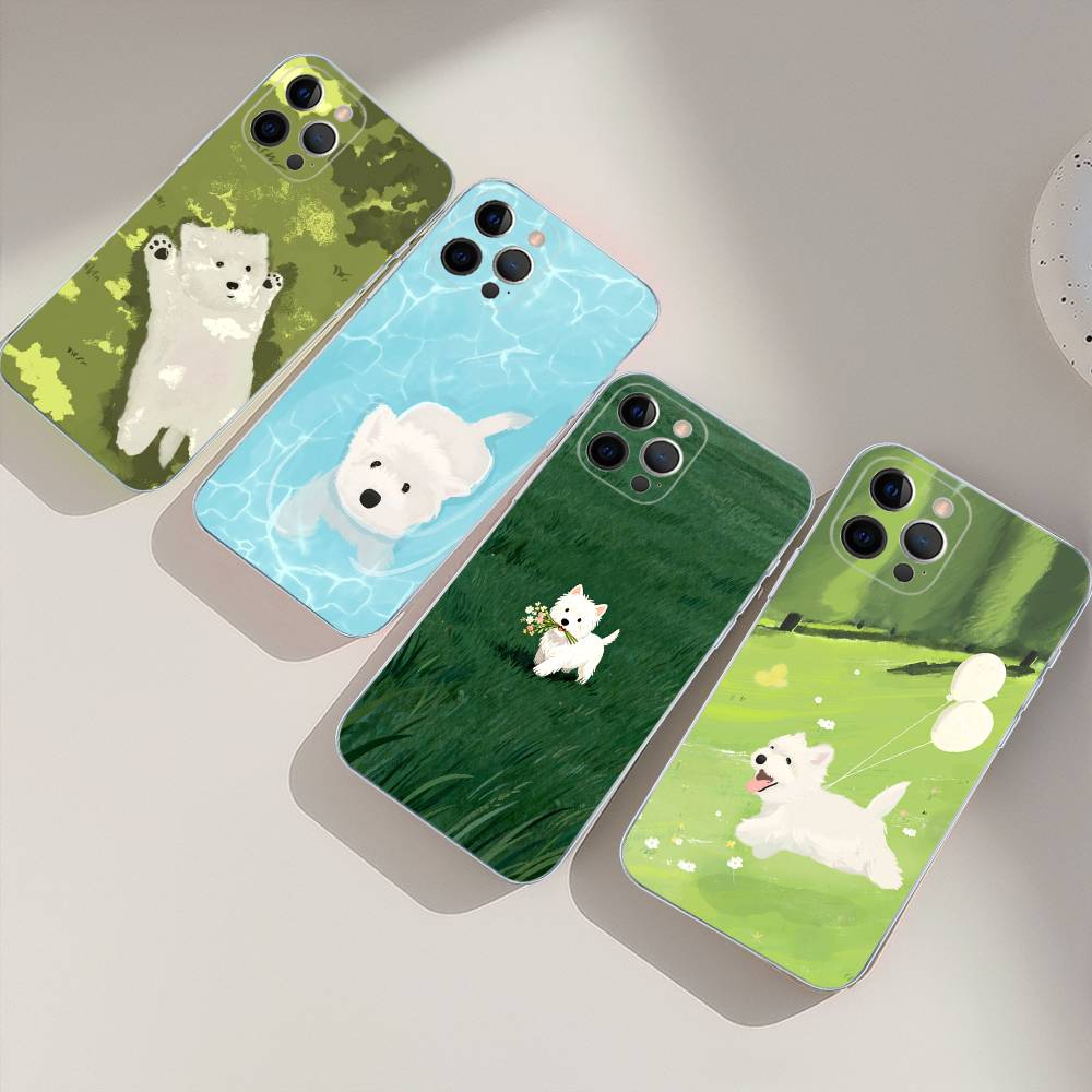 Cute Cartoon Puppy Transparent Soft Phone Case For iPhone 15 12 14 16 17 13 Plus 11 Pro Max 13 Pro