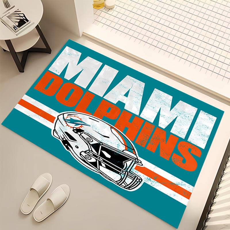 1pc Miami Dolphins logo Print Area Rug - Soft, Washable Non-Slip Indoor Mat, Living Room, Home Office Decorative Rug,Office Decorative