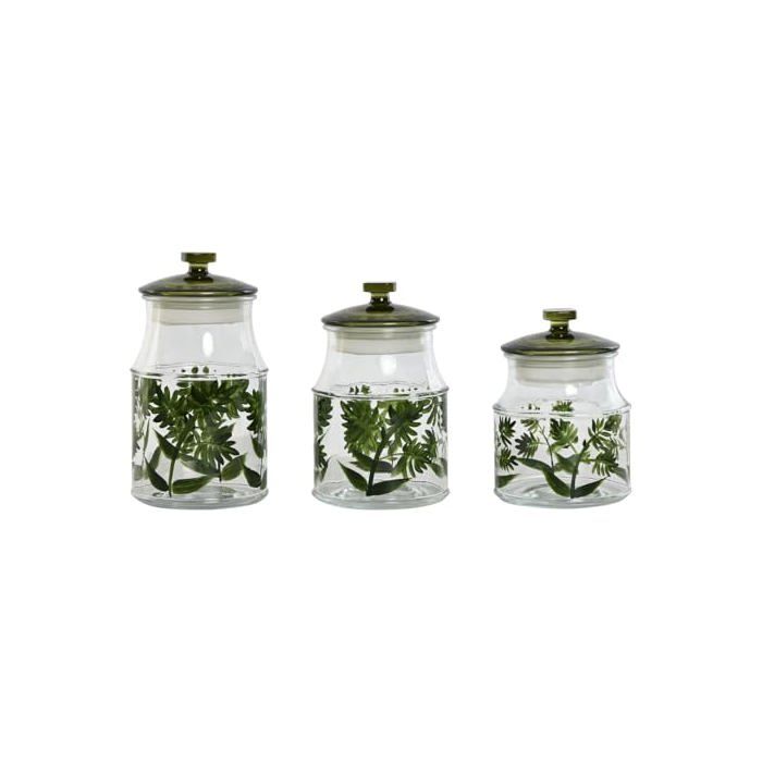Set of Glass Jars - Home ESPRIT - 1.2 L - 3 Pieces - Multicoloured - 13.04x13.67x18.54 Cm - Food Storage