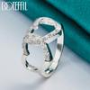 925 Sterling Silver Double Heart AAA Zircon Ring Fashion Wedding Jewelry