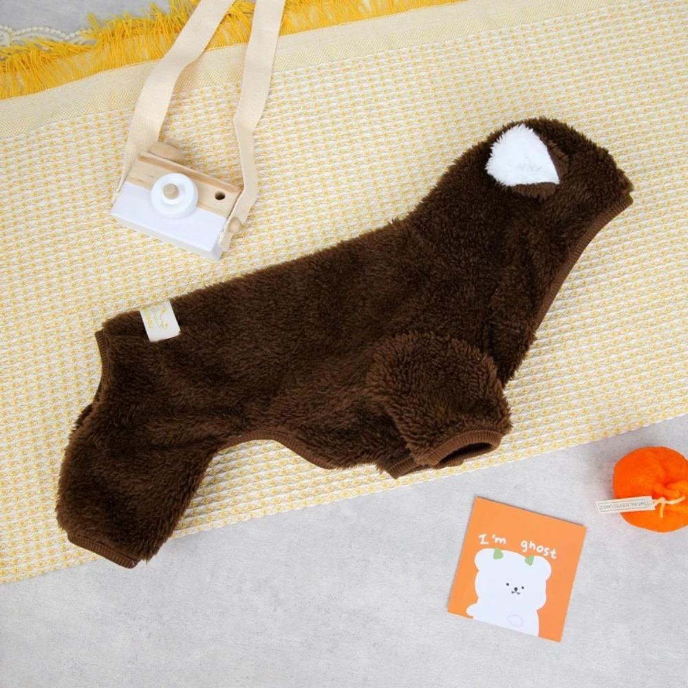Cute Bear Molding Dog Jumpsuit Fleece Warm Puppy Costume Winter Dog Clothes for Small Dogs