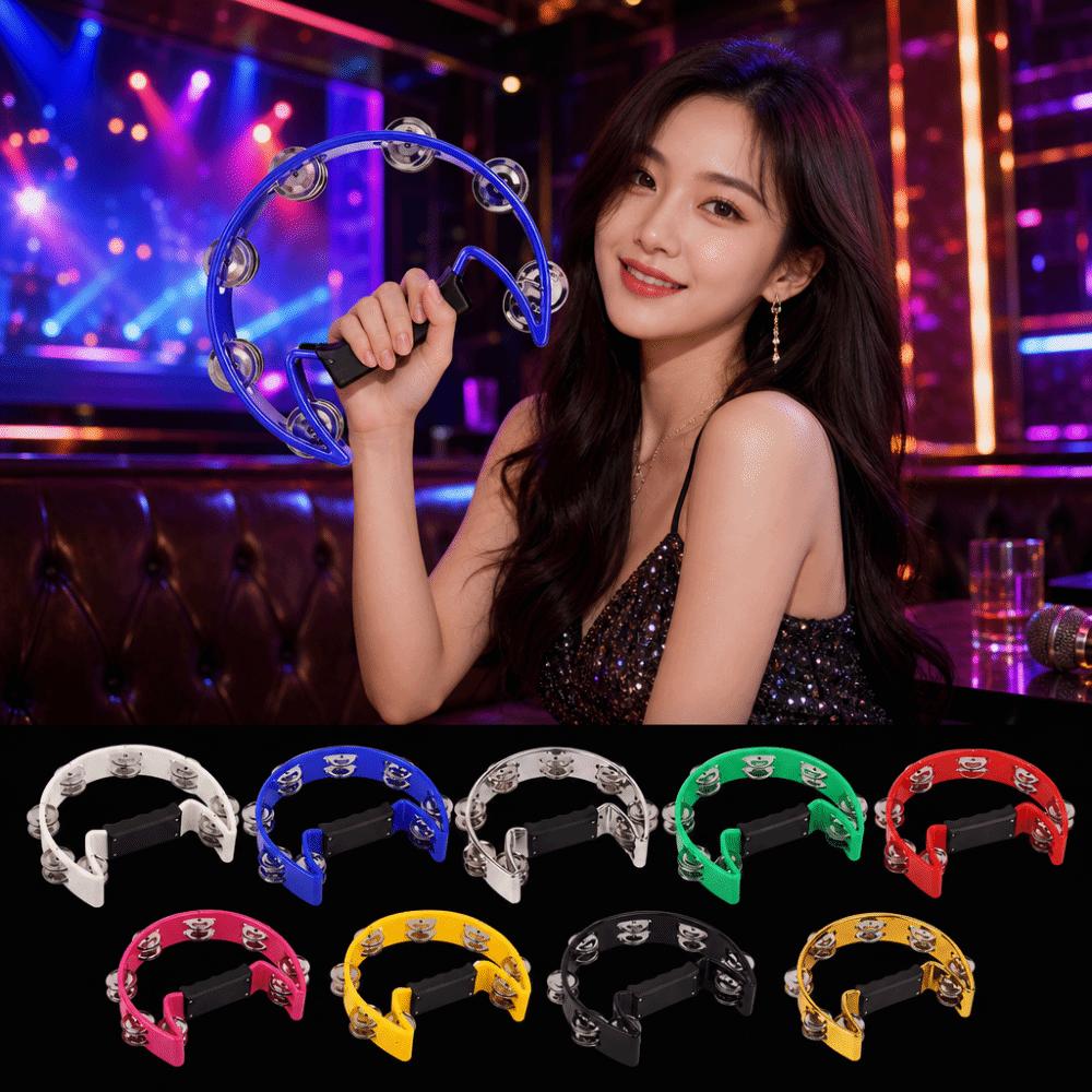 Portable Half Moon Handbell Bright Sound Orff Tambourine  Preschool Educational