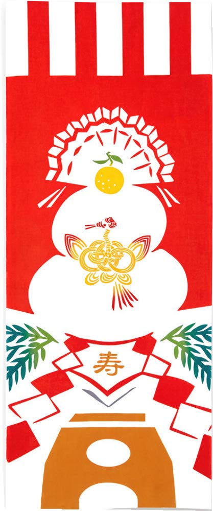 Miyamoto Towel New Celebration Kagami Mochi Hand 36 x Dyed 50095 Year's Towel, 90cm, Tenugui,