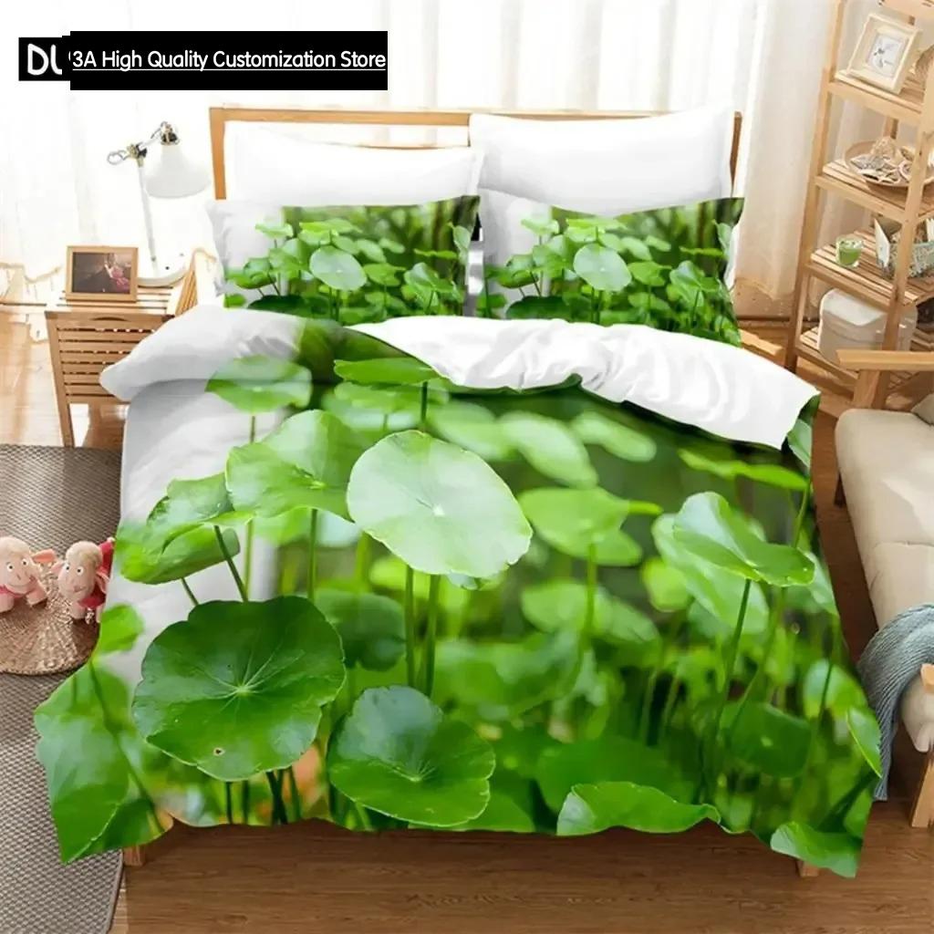 Comforter Green Leaves Queen Bedding Set Kids Bedding Digital Printing King Size