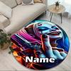 Custom Name Personalized Harley Quinn Joker Print Round Rug, Versatile Home Decor Carpet, for Playroom, Apartment, Balcony, Entryway, Hallway Gift