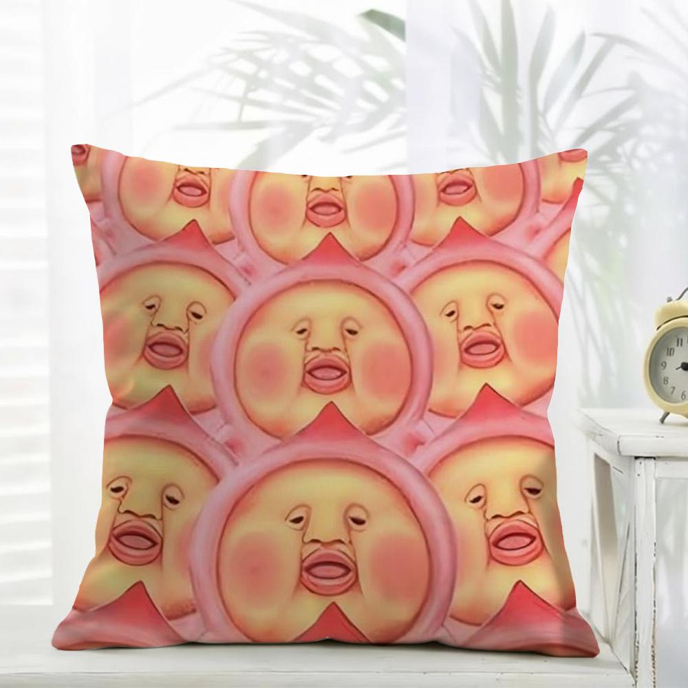 KKobito Zukan Peach Cushion Cover Daily Washable Linen Pillowcase Soft  for Sofa Bed Home Room Decor 30x30cm