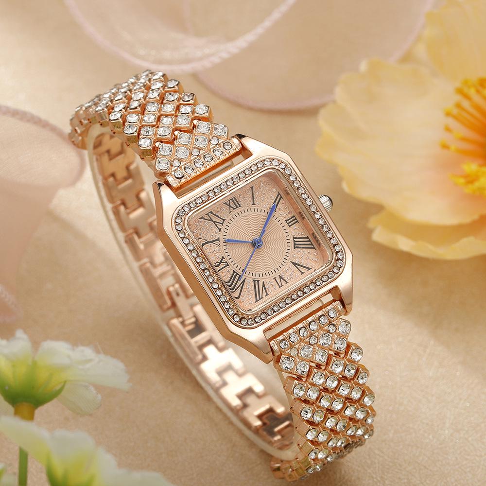 Neue römische Ziffern Strass Damen Quarz Armbanduhr