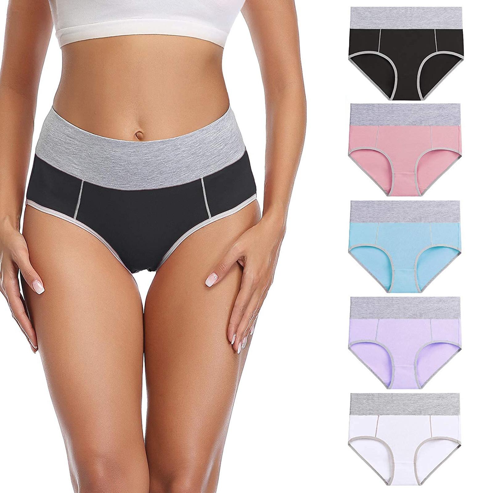 

Fashion Women s Large Color Contrast Trigonum Butt Stitching Underwear 5PCS XL