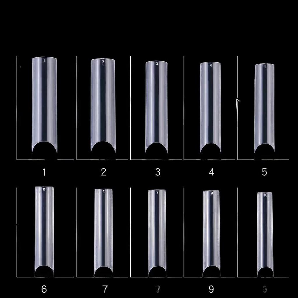 Nail Art Tips - 240-Piece Box, Long Denim, Ballet, Trapezoidal & Oval False Nails