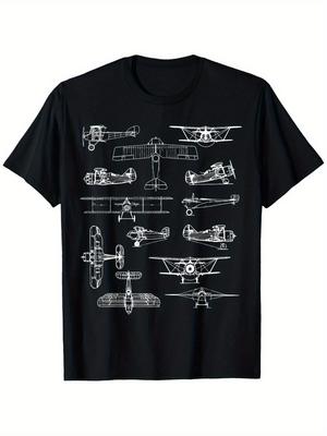 Vintage Airplane  Retro Pilot Design100 Cotton Summer Oneck Short Sleeve Casual Printed Tshirt