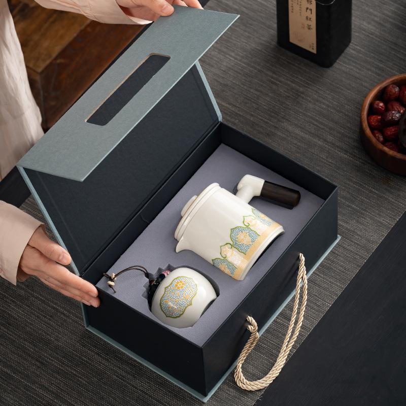 Ceramic Guochao Guyun Kuaike Cup Travel Tea Set Light Luxury Portable One Pot Four Cups Car Printing