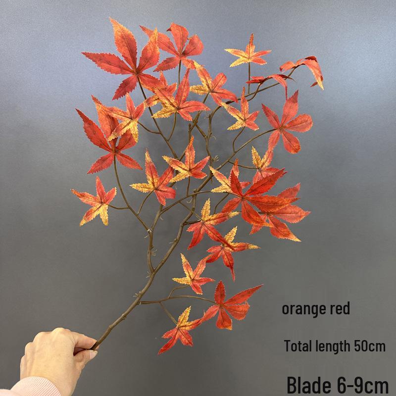 Высококачественная искусственная ветка красного клена - Декоративные искусственные листья деревьев для интерьера
