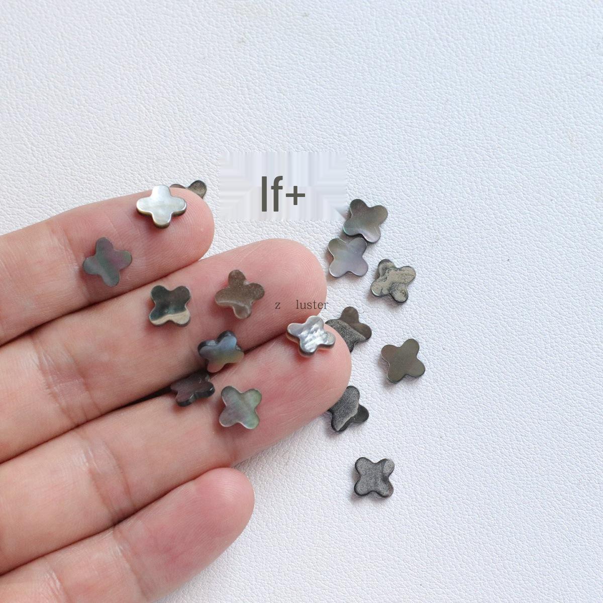 Poreless Four-Leaf Clover Black Shell Patch Ring & Hairpin Earrings - Handmade DIY Jewelry Accessories