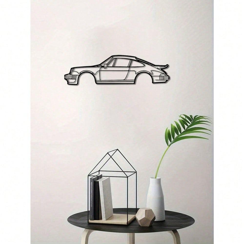 Metal Porsche 911 Turbo Wall Art Sculpture, Creative Iron Home Decoration, Unique Car Pendant Ornament for Indoor Living Room Decor