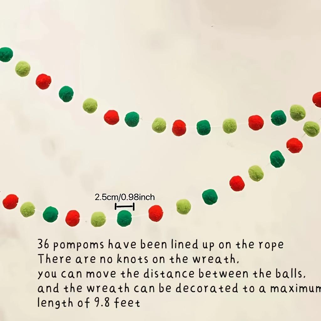 36-Ball Set, 250cm Pre-Strung Pompom Garland, Art Deco Style, No DIY, Wall Mount, Fabric(Christmas, Halloween) Decor, Felt Balls