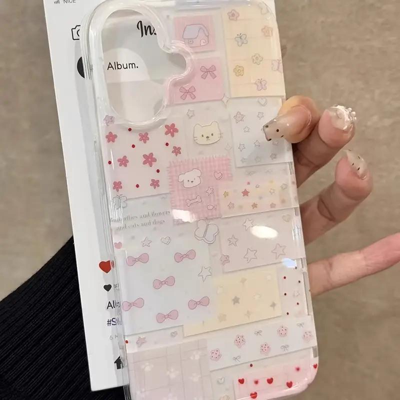 Star Bow Puppy Collage Vortex Pattern Phone Case for iPhone 16E 11 12 13 14 15 16 Pro Max XS X XR 7 8 Plus SE2 Shockproof Cover