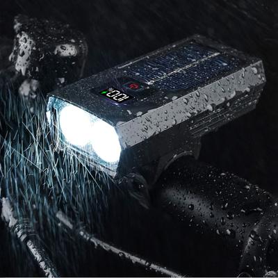 Solaraufladung Frontlicht Smart Digitalanzeige LED Stirnlampe 3 Modi Nachtfahrlicht für Radfahren Rennrad