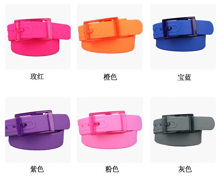 3.5x116cm High Quality Silicone Belt For Men And Women Universal Plastic Buckle Candy Colored Belt