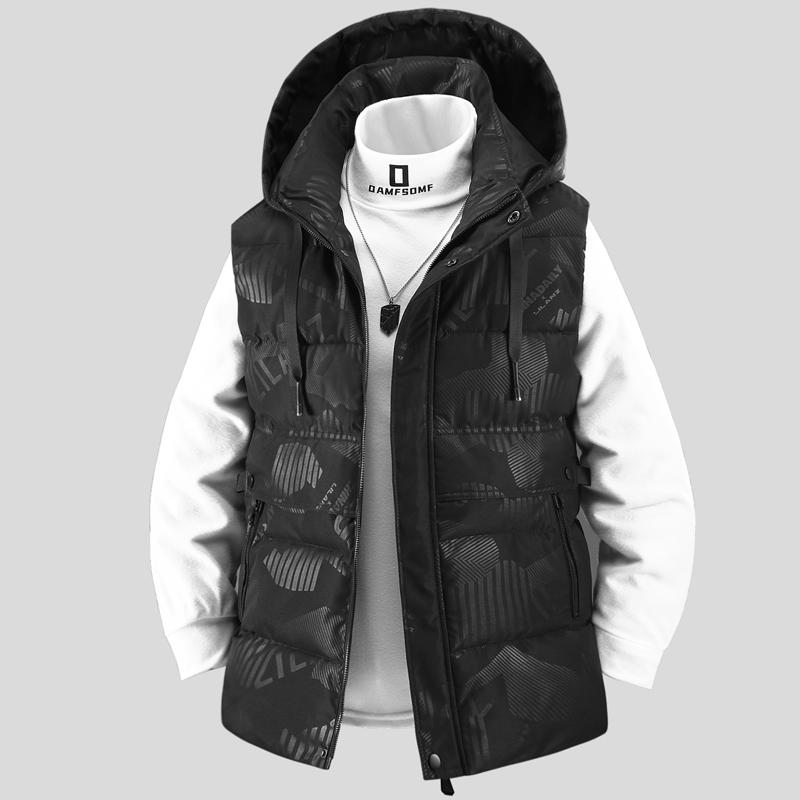 

Модный зимний мужской теплый жилет с капюшоном большого размера, повседневные безрукавки, мужские толстые куртки 6XL(95kg-105kg)
