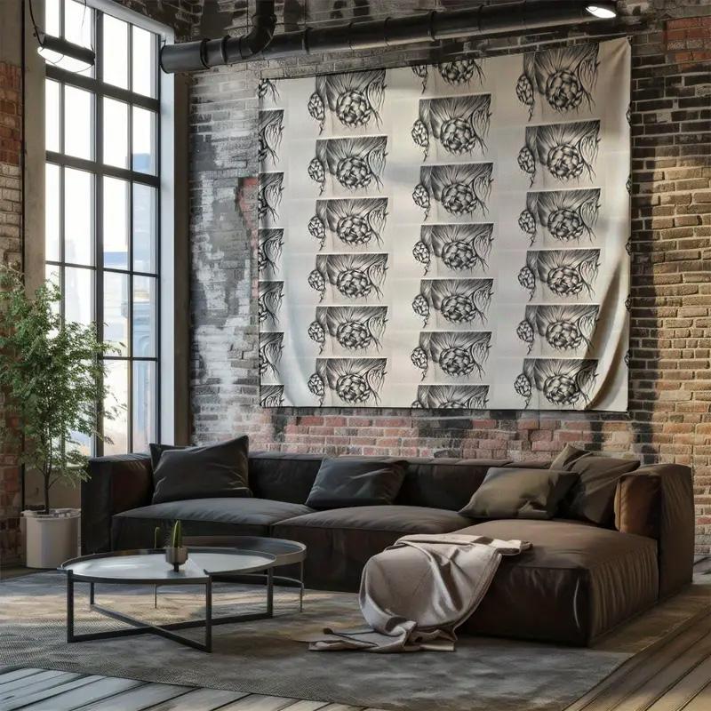 Bohemian Tapestry Wall Hanging Gothic Decor Dark Academia Aesthetic Vintage Floral Pattern Home Textile Room Divider Dorm Decor