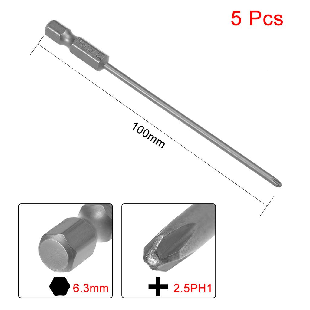 5pcs 100mm 150mm Hex Shank Cross Head Screwdriver Bits Electric Driver Hand Tool PH1 PH2 Magnetic Phillips Screwdriver Drill Bit