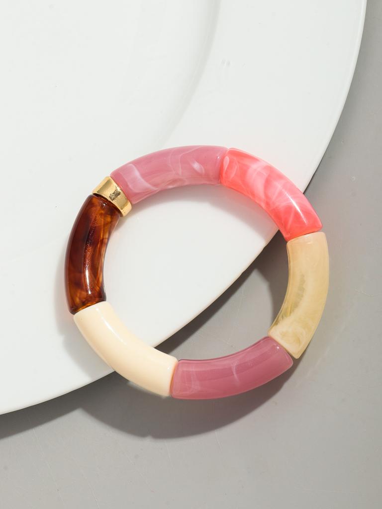 Bohomia Acryl-Design-Stil, klobiges, stapelbares Bambus-Armband für Frauen, Boho, elastisch, bunte Röhrenperlen-Armbänder, 2024 Schmuck