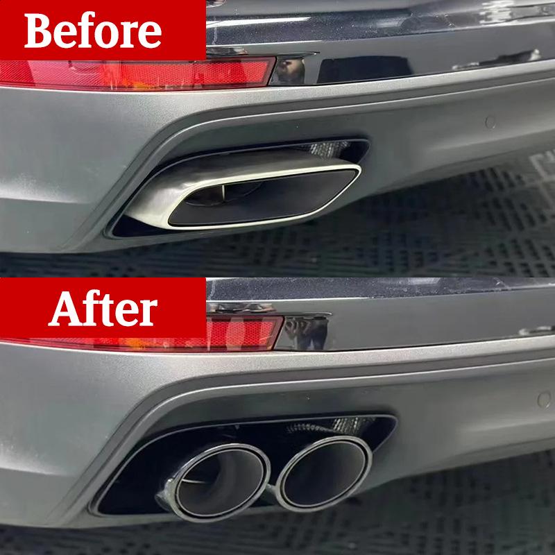 Compatible with Porsche Panamera 971 GTS Four-Outlet Tailpipe, Three-Layer Black Exhaust