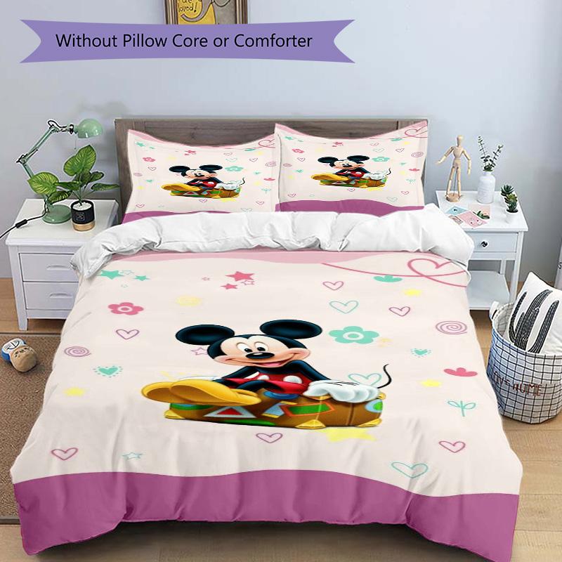 Mickey Mouse Adventure Print 3Pcs Bedding Setduvet Cover With 2 Bedropillowcase Home Birthday Gift