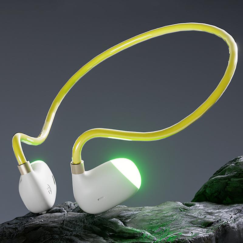 

VAORLO Спортивные беспроводные наушники с воздушной проводимостью и подсветкой для безболезненного ношения, гарнитура с HD-микрофоном для всех смартфонов зелёный