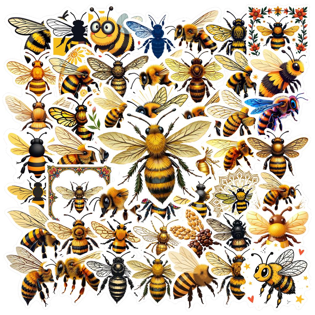 35-70pcs Bee Stickers Spring Summer Insect Graffiti Sticker Diy Skateboard Diary Laptop Decals Stationery Stickers