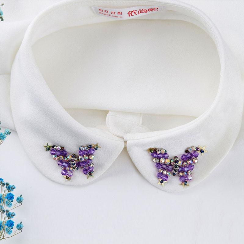 Elegant Sequined Fake Collar Shirt Women Blouse Half Shirt Beaded False Collars Woman Detachable Removable Faux Col Neckwear Tie