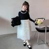 2025 Girls' Autumn Princess Cake Dress Set - Little Fragrant Style with Gauze