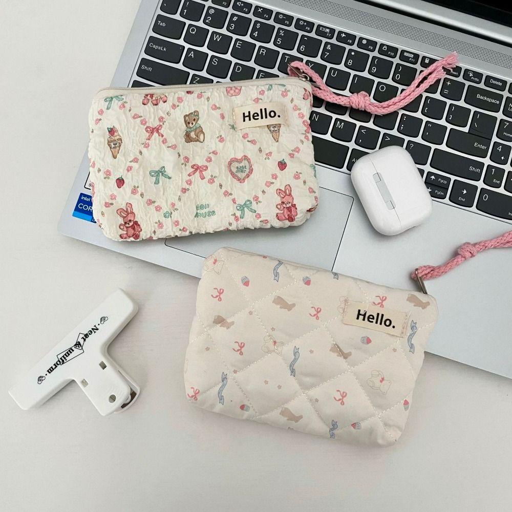 Creative Quilted Cotton Coin Purses Mini Cartoon Storage Bag Large Capacity Coin Wallet