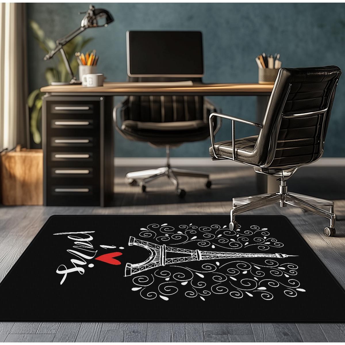 

Paris Eiffel Tower Heart Love Design Crystal Velvet Rug Black White Romantic Decor Home Office Floor Mat Soft Anti Slip Carpet 60x90cm