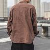 Men's Japanese Style Corduroy Long-Sleeve Shirt - Versatile Solid Color Casual Jacket