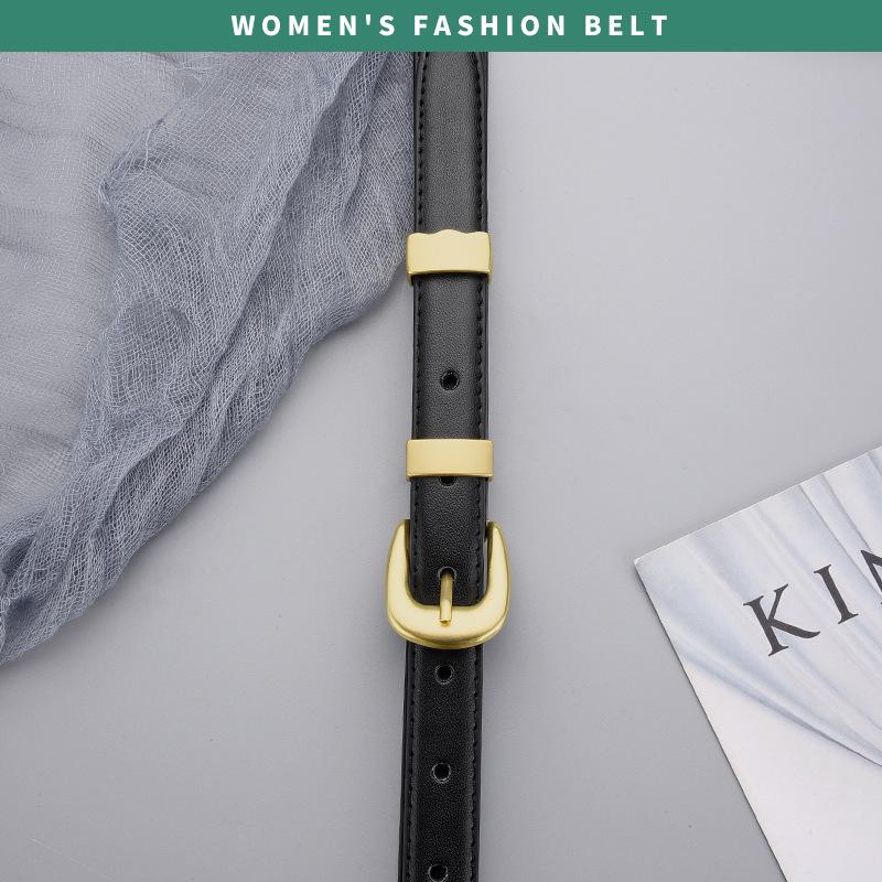 Women's Versatile Leather Belt with Pin Buckle for Jeans - Light Luxury Style