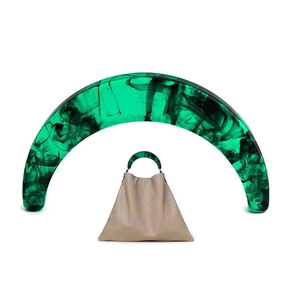 Luxury Resin Women's Bag Handle U-Shaped Semi-circular Handbag Handles Acrylic with Square Buckle Tote Grip DIY Replacement