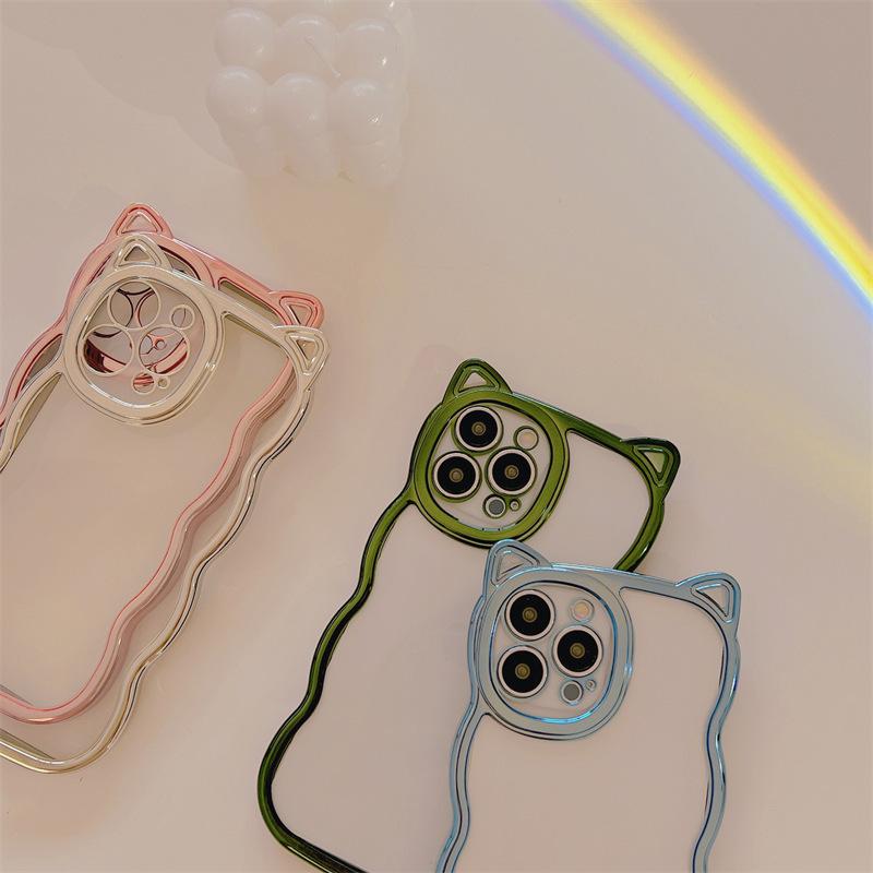Premium Electroplated Cat Ear Anti-Drop Phone Case for iPhone 17 Pro Max, Compatible with iPhone 14-16